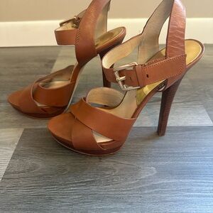 Michael Kors Brown Leather Heels with Ankle Strap